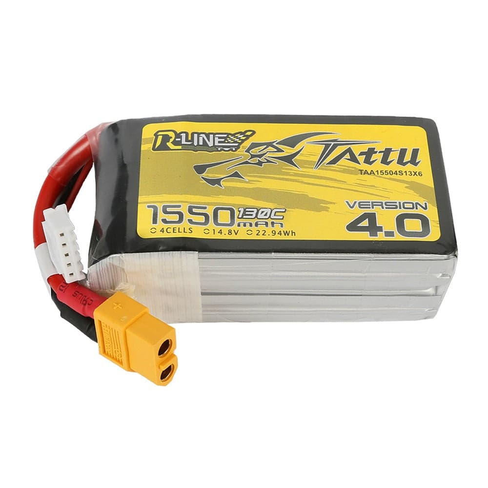 Tattu R-line Version 4.0 1550mah 14.8V 4S 130C Lipo Battery - XT60 for fpv drones 1