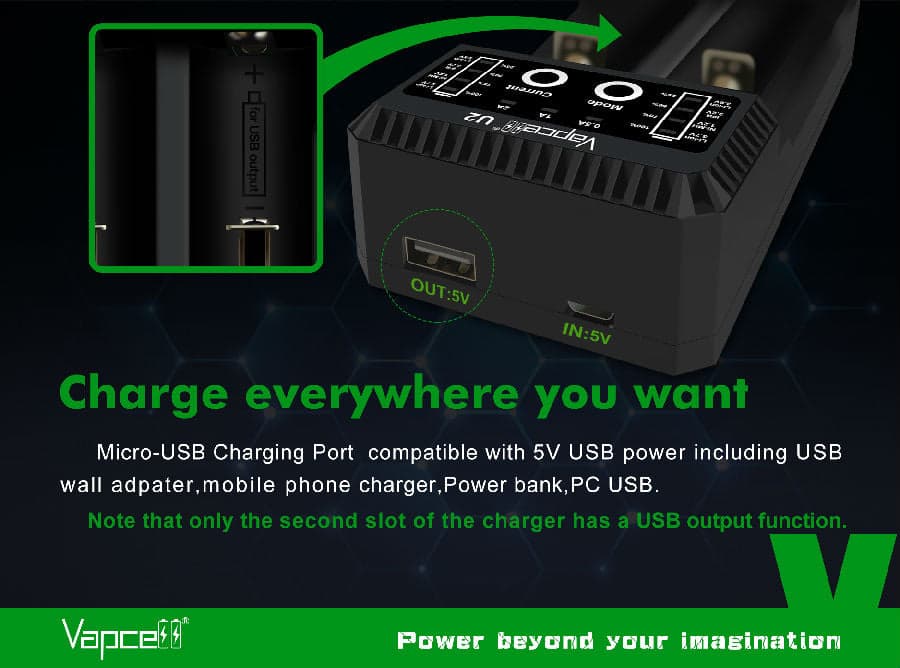 Vapcell U2 Cylincrical Li-ion/Ni-Mh/Ni-Cd battery charger for fpv drones 3