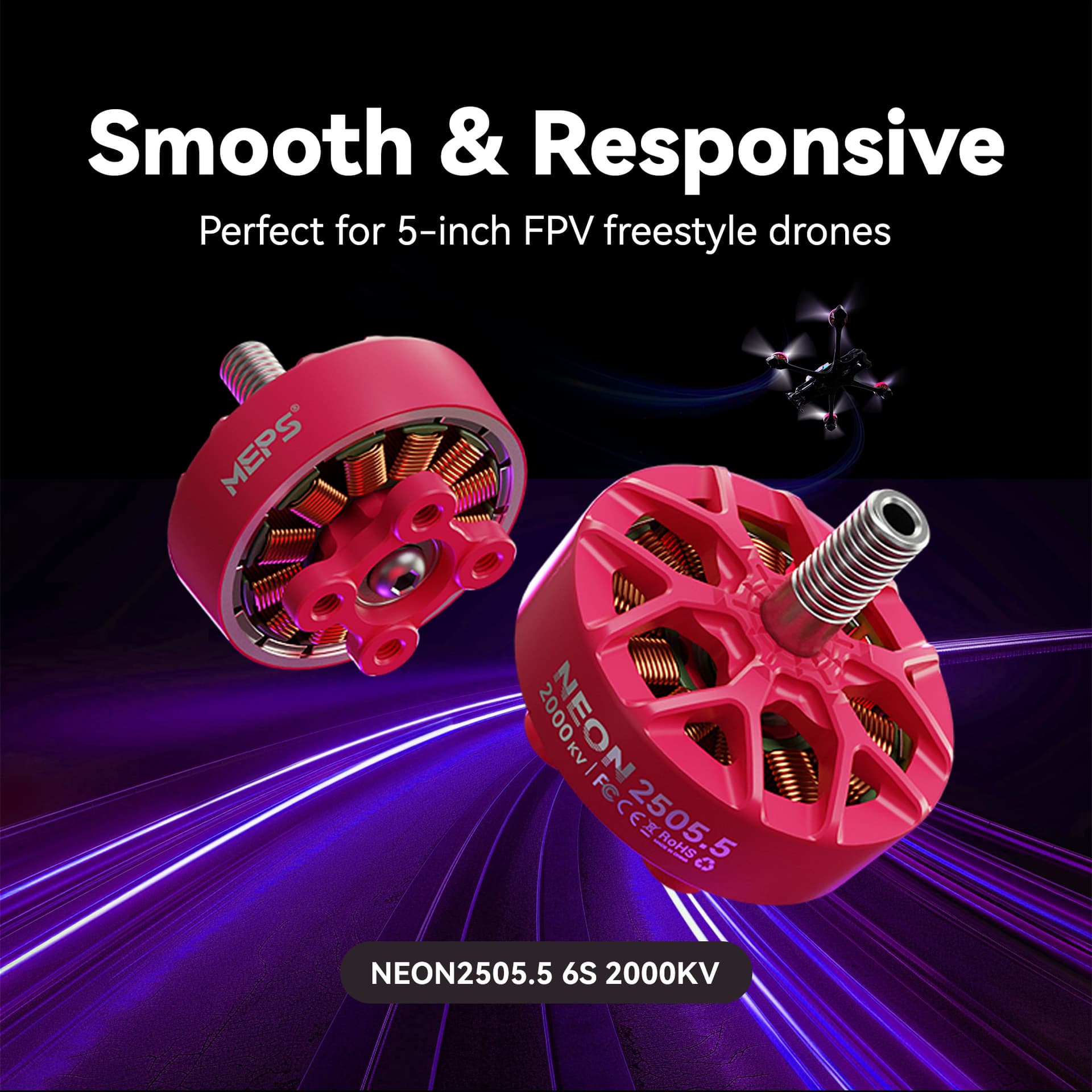 MEPS NEON 2505.5 5″ FPV Brushless Motor – High Torque for Freestyle Drone for fpv drones 7