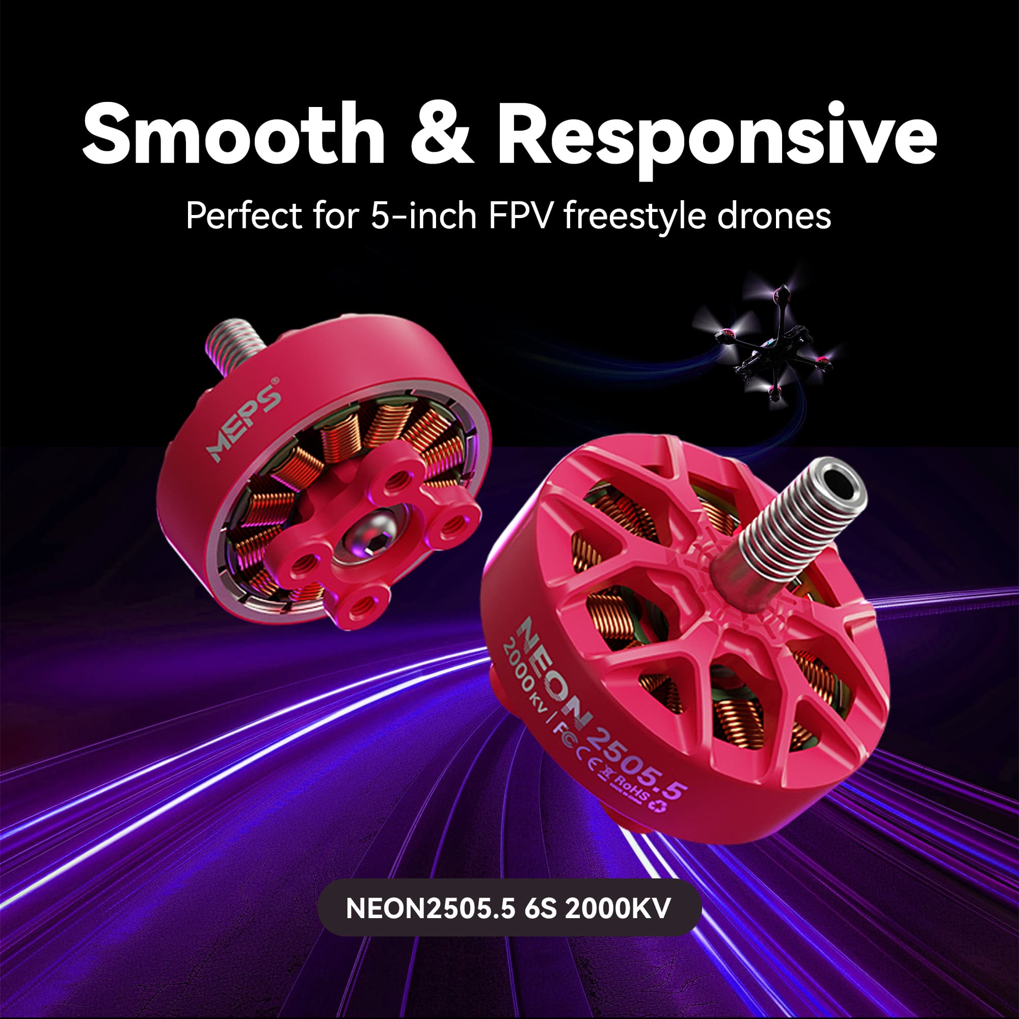 MEPS NEON 2505.5 5″ FPV Brushless Motor – High Torque for Freestyle Drone for fpv drones 7