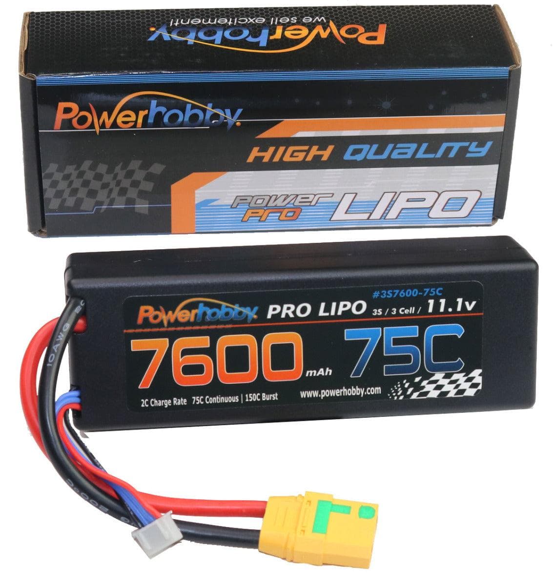 Powerhobby 3s 11.1v 7600mah 75c Lipo Battery w XT90 Plug Hard Case for fpv drones