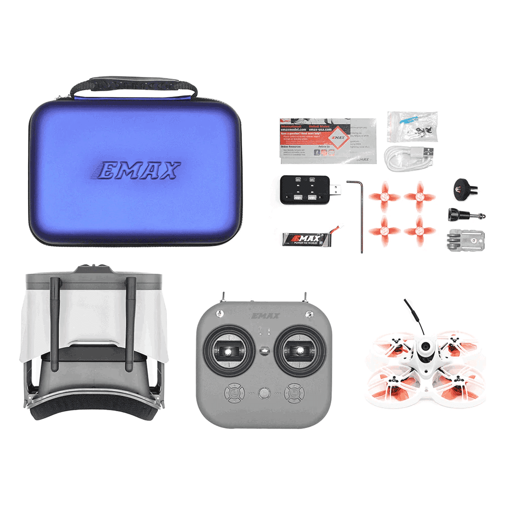 EMAX RTF Tinyhawk III Plus Whoop Ready-to-Fly ELRS 2.4GHz Analog Kit w/ Goggles, Radio Transmitter, Batteries, Charger, and Drone for fpv drones 1