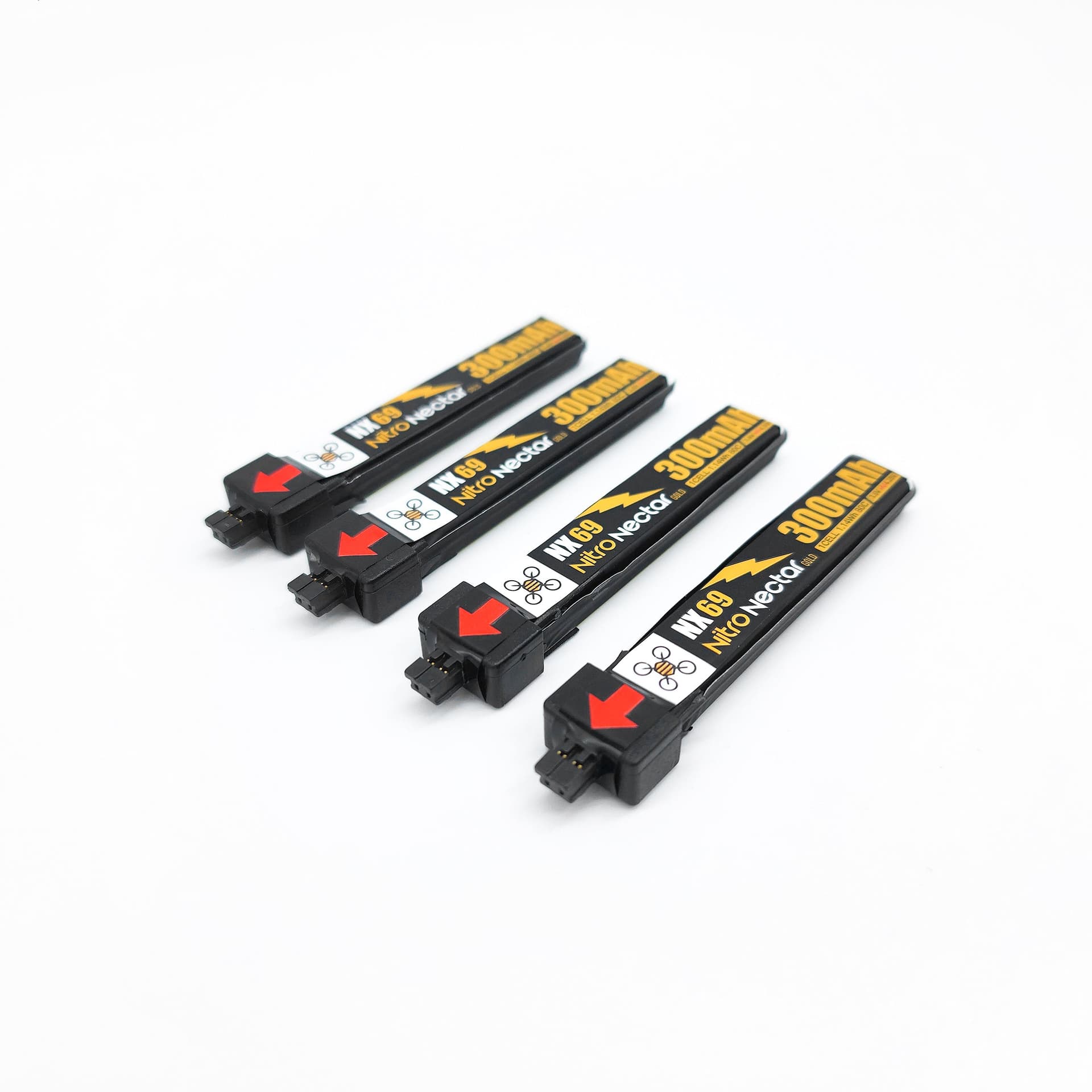 NewBeeDrone Nitro Nectar NX69 300mAh 1S HV LiPo Battery 4xBatteries