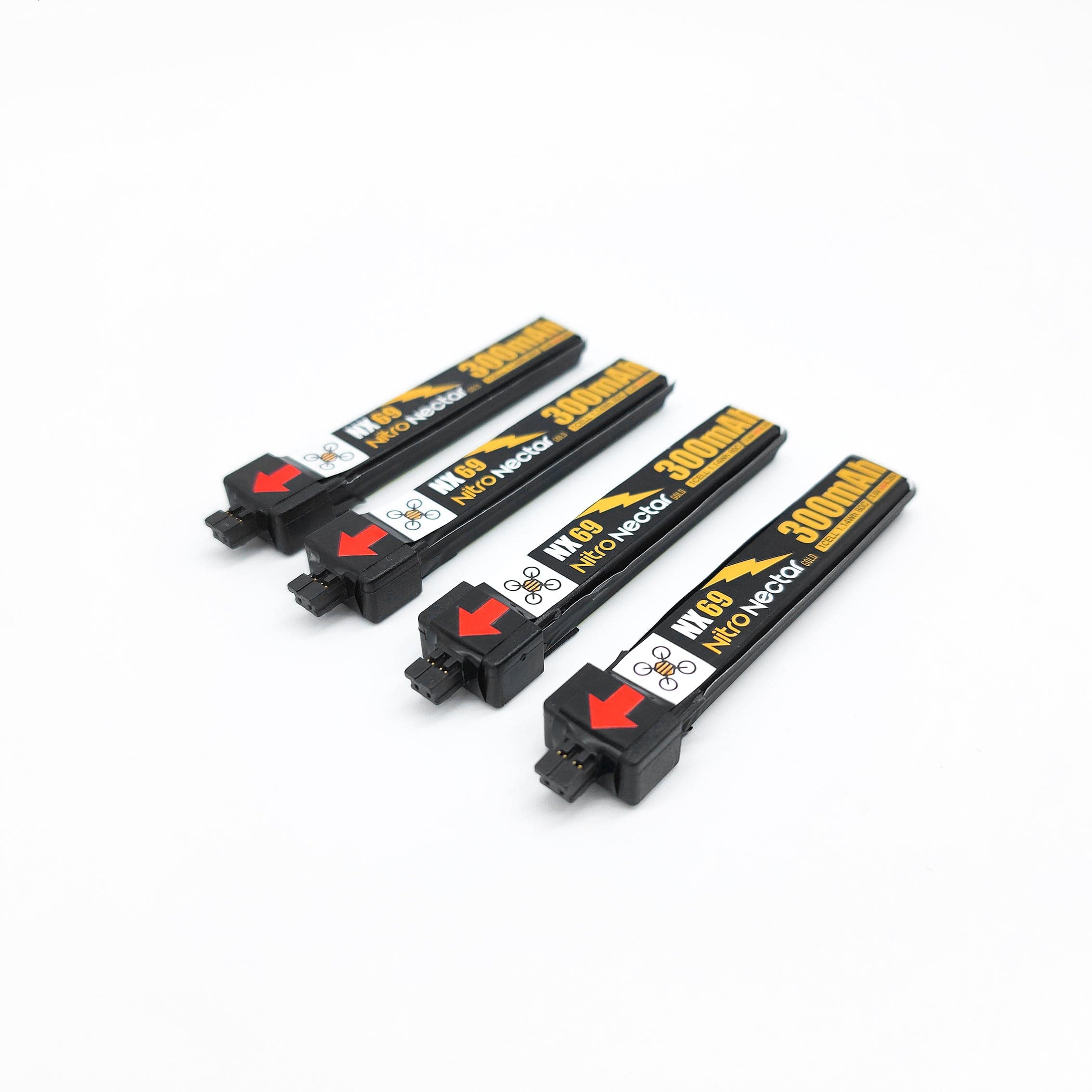 NewBeeDrone Nitro Nectar NX69 300mAh 1S HV LiPo Battery 4xBatteries