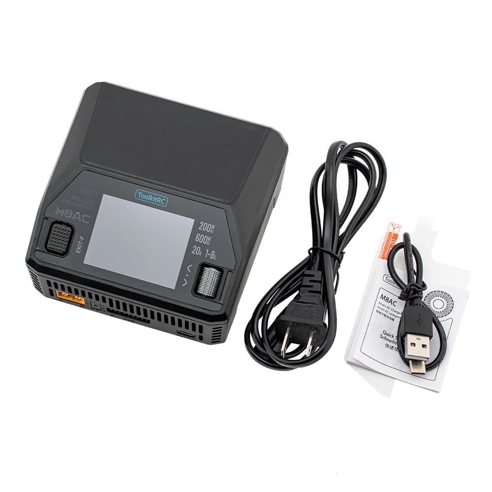 ToolkitRC M8AC 1-8S AC 200W DC 600W 20A Battery Charger - XT60 for fpv drones 6