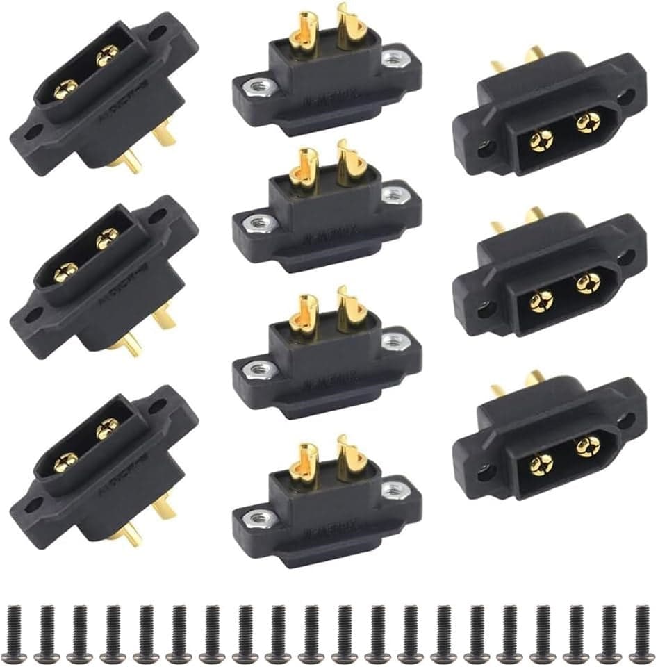 Amass XT60E-M Mountable XT60 Male Plug W/Mounting Screws (10 Pcs.) – Choose Color for fpv drones