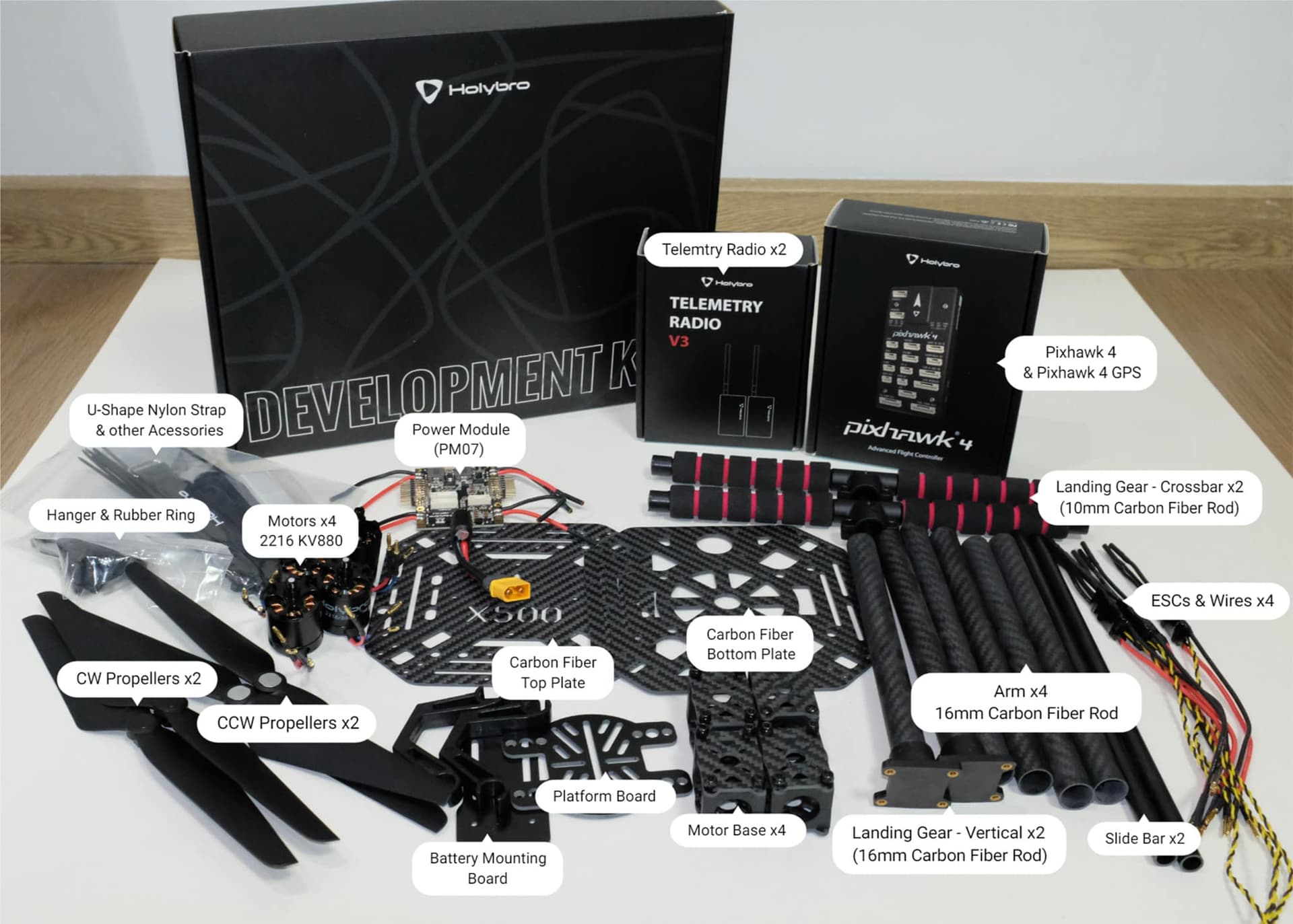 Holybro X500 Hacker Drone Kit /w Pix32 V5, 433Mhz Telemetry for fpv drones 8