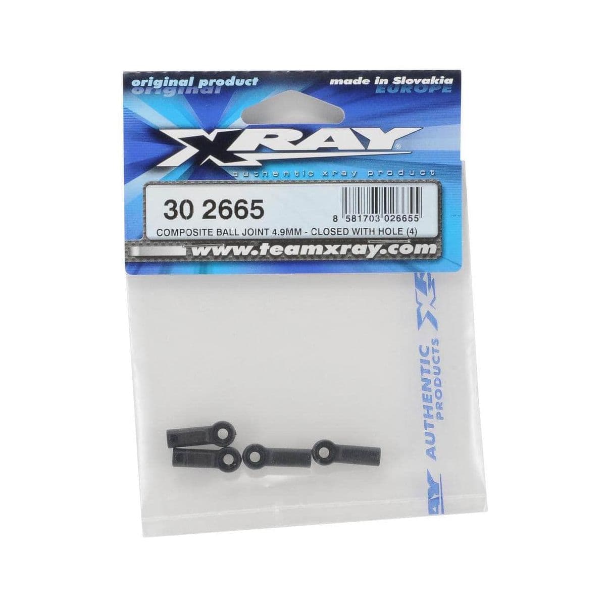 XRA302665, XRAY 4.9mm Closed Composite Ball Joint w/Hole (4) for fpv drones 1