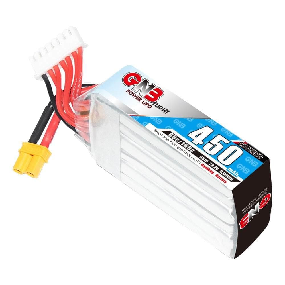 Gaoneng GNB 22.2V 6S 450mAh 80C LiPo Micro Battery (Long Type) - XT30 for fpv drones