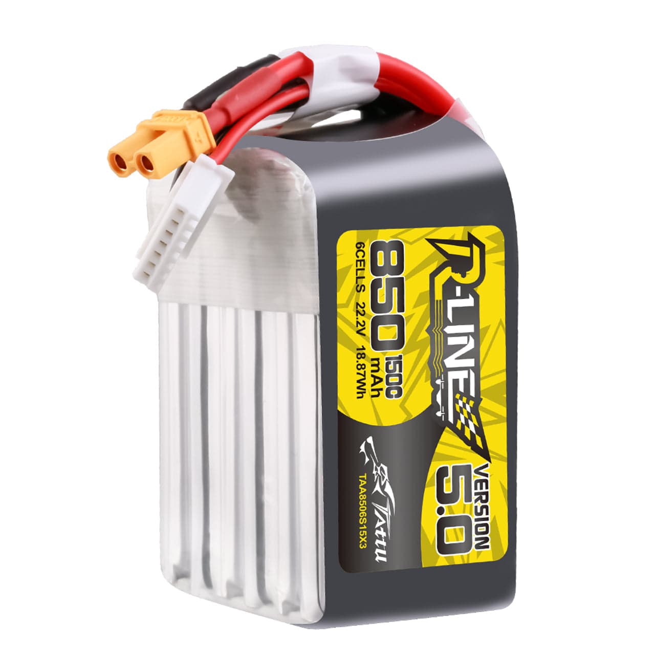 Tattu R-Line Version 5.0 850mAh 6S 22.2V 150C Lipo Battery Pack With XT30U-F Plug for fpv drones 6