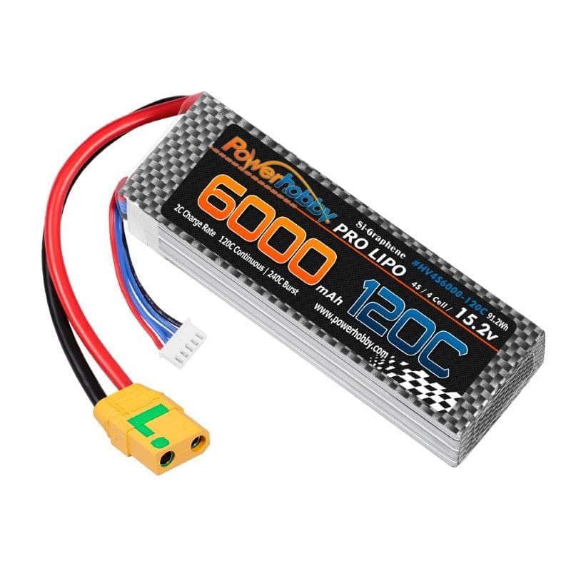 Powerhobby 4s 15.2v 6000MAH 120C Graphene + HV Lipo Battery XT90 Plug Soft Case for fpv drones 2