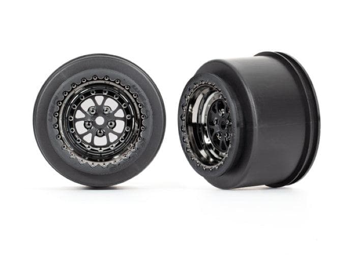 Traxxas 9473X Wheels Weld Black/Chrome (Rear) (2) Drag Slash for fpv drones