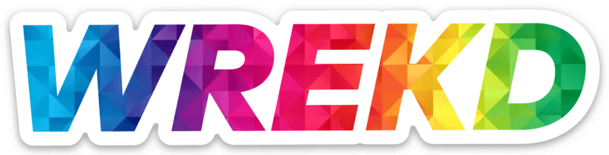 WREKD Colorful Logo 4.33″ × 1″ Sticker w/ White Trim for fpv drones