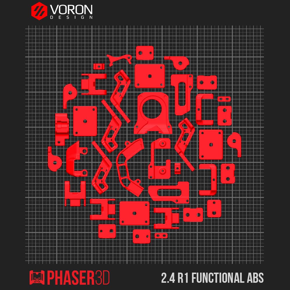 Voron 2.4 R1 Functional Parts Set Printed in Prusament Polycarbonate Carbon Fibre with Fire Engine Red Accents for fpv drones 5