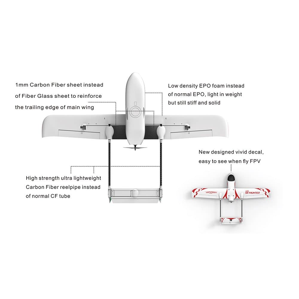 Sonicmodell Mini Skyhunter V2 1238mm Twin Boom Aircraft (Kit/PNP) for fpv drones 6