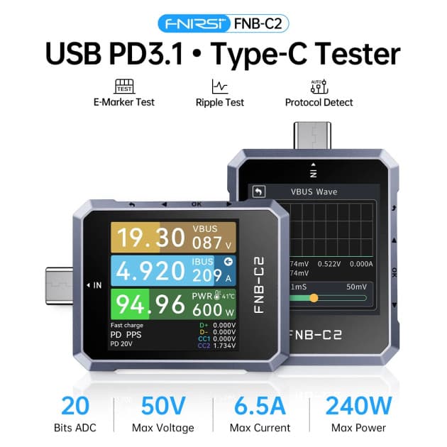 Fnirsi FNB-C2 USB Tester for Charging and Charging Protocols for fpv drones 1