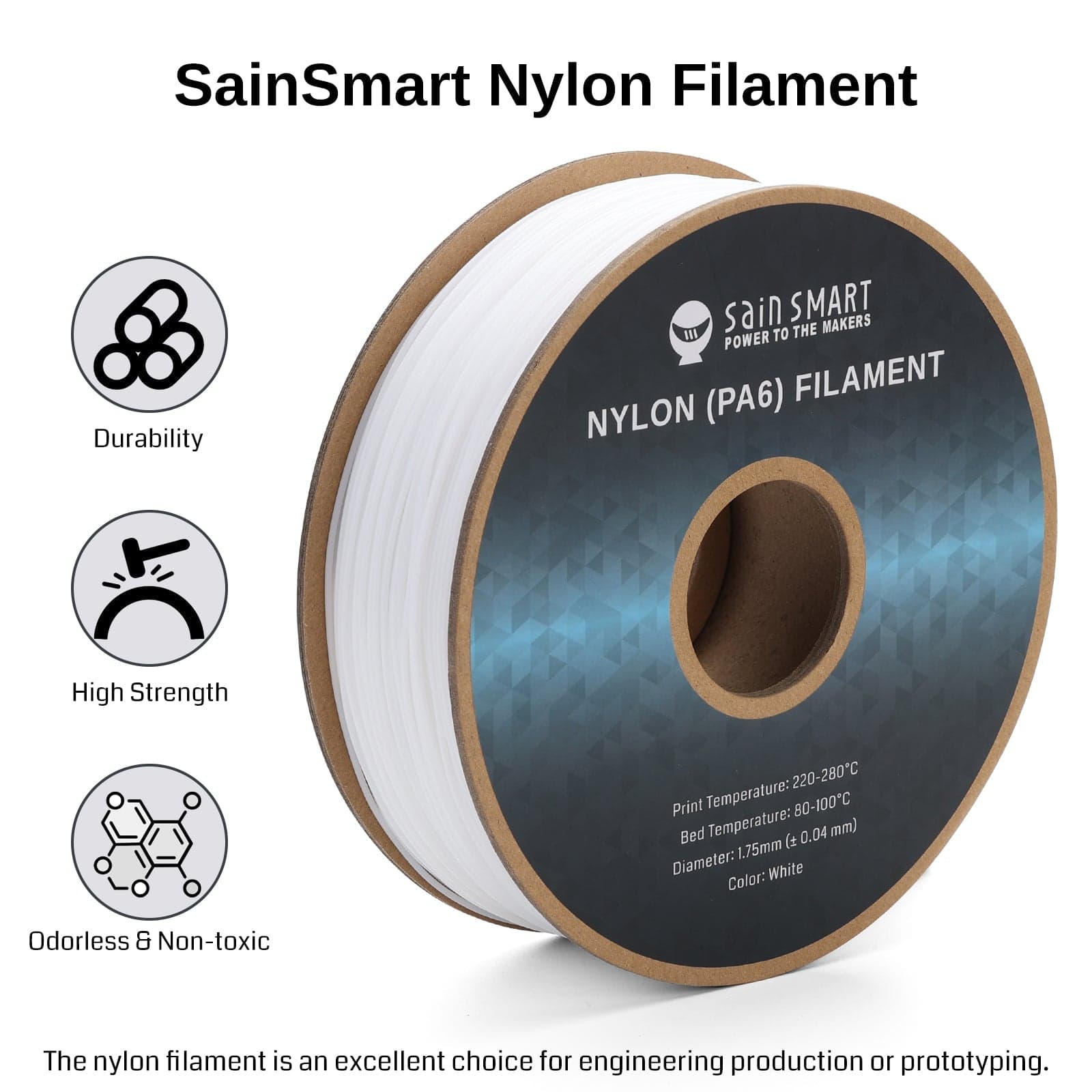PA6 Nylon Filament 1.75mm, 1kg, Accuracy +/- 0.04 mm for fpv drones 1