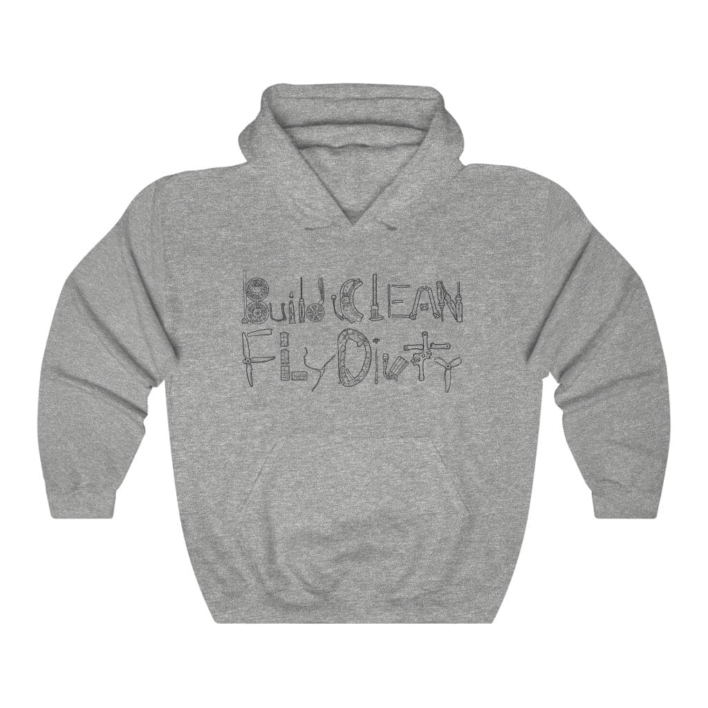 Build Clean Fly Dirty Hoodie (Tango2 approved) - Black Logo for fpv drones 343