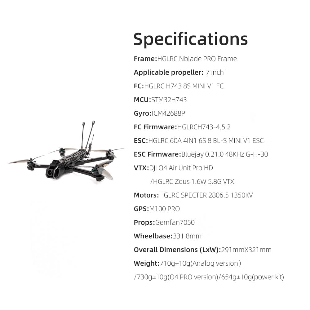 HGLRC Nblade PRO 7-inch DJI O4Pro Long Battery Life Freestyle Cinematic FPV Drone for fpv drones 2