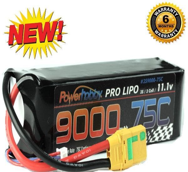 PowerHobby 3S 11.1V 9000mAh 75C Lipo Battery Pack w XT90 Plug for fpv drones 1