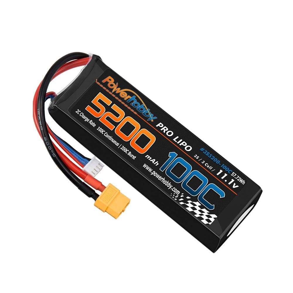Powerhobby 3s 11.V 5200mah 100C - 200C Lipo Battery w XT60 + Adapter for fpv drones 2