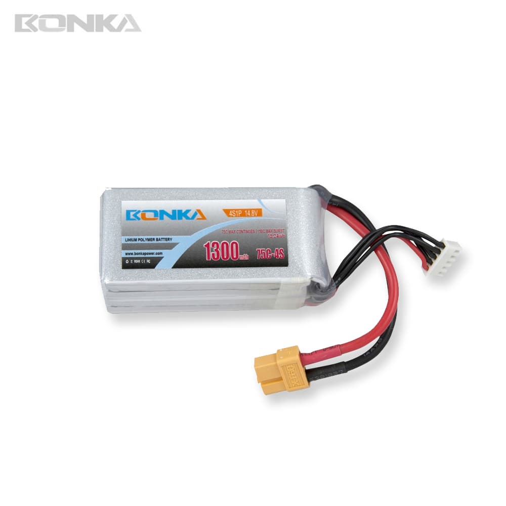 Bonka 1300mAh 14.8V 75C 4S LiPo Accu for fpv drones 1