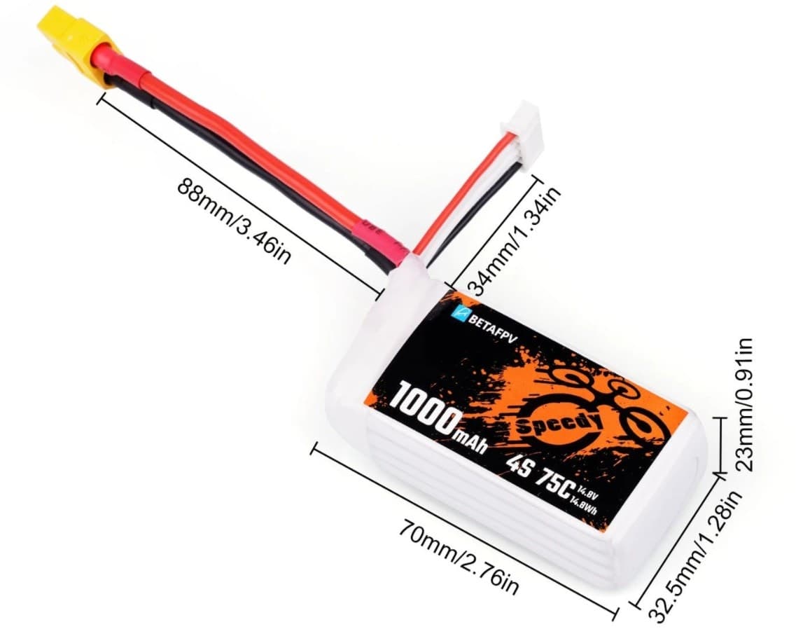 BetaFPV 1000mAh 4S 75C Lipo Battery (2pcs) for fpv drones 4