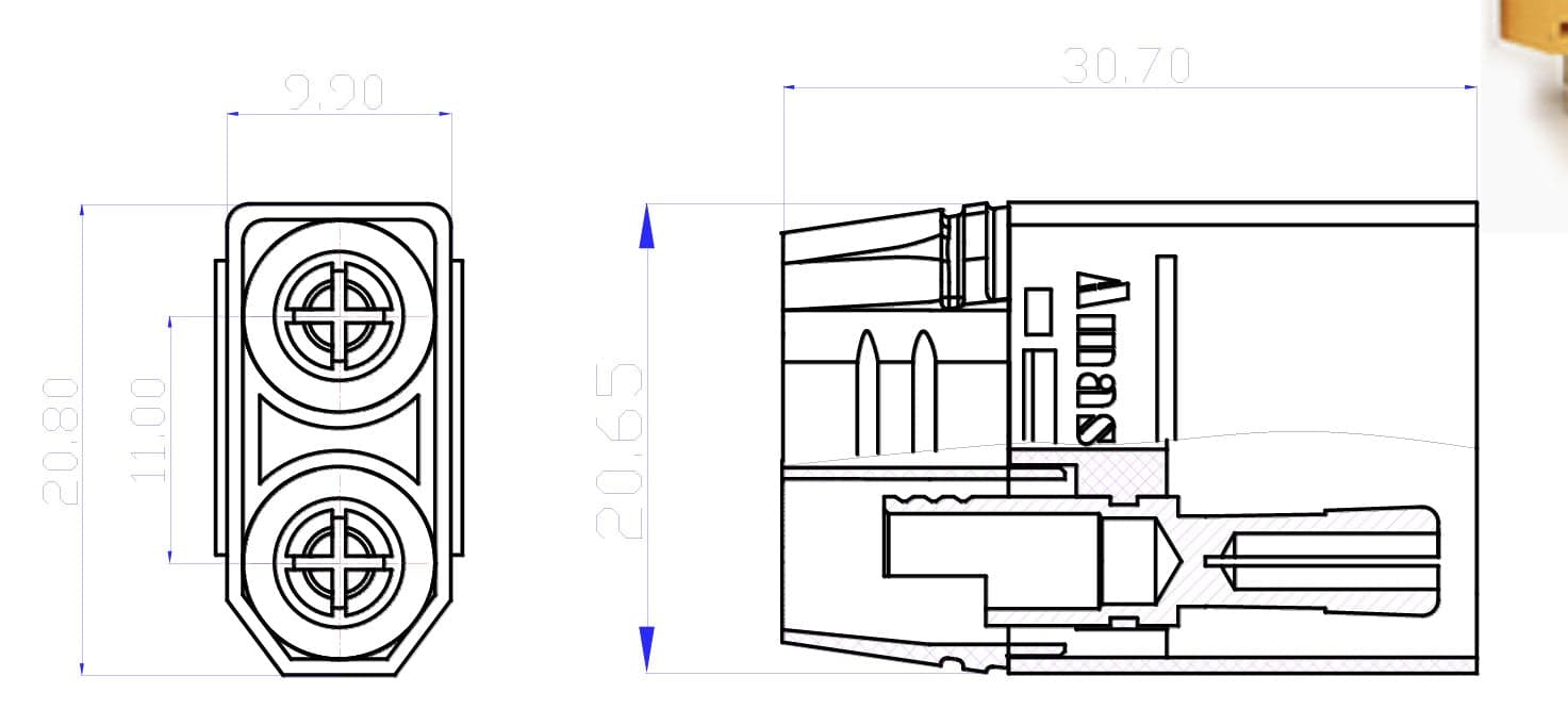 XT90H Male+Female Battery Connector Pair for fpv drones 1