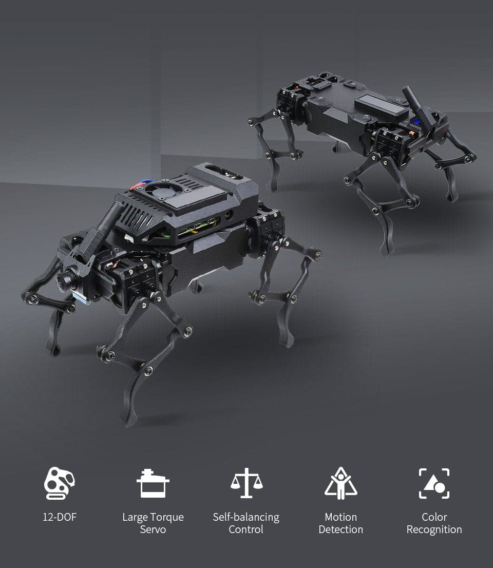 WaveGo Open Source 12 DOF Quadruped Bionic Dog Robot for fpv drones 5