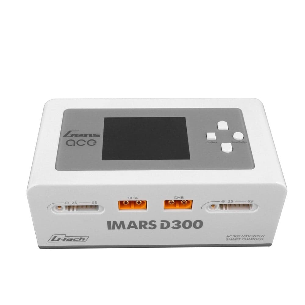 Gens Ace iMars D300 G-Tech AC/DC 300W/700W 1-6S 16A LiPo Charger - White - XT60 for fpv drones 1