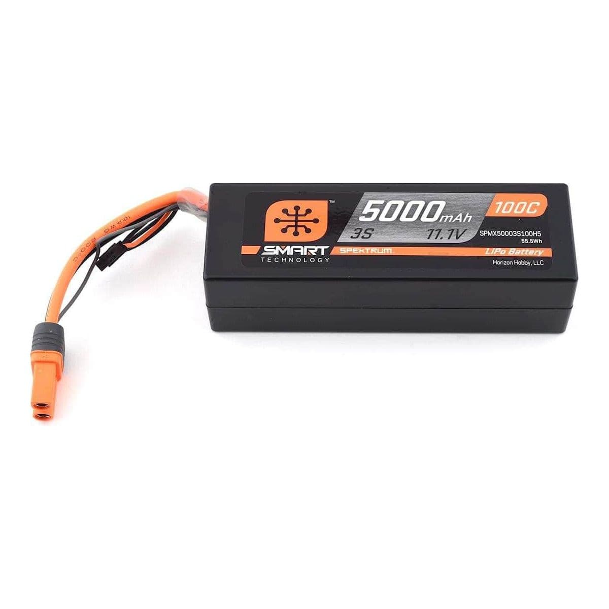SPMX50003S100H5, Spektrum RC 3S Smart LiPo Hard Case 100C Battery Pack w/IC5 Connector (11.1V/5000mAh) for fpv drones 1