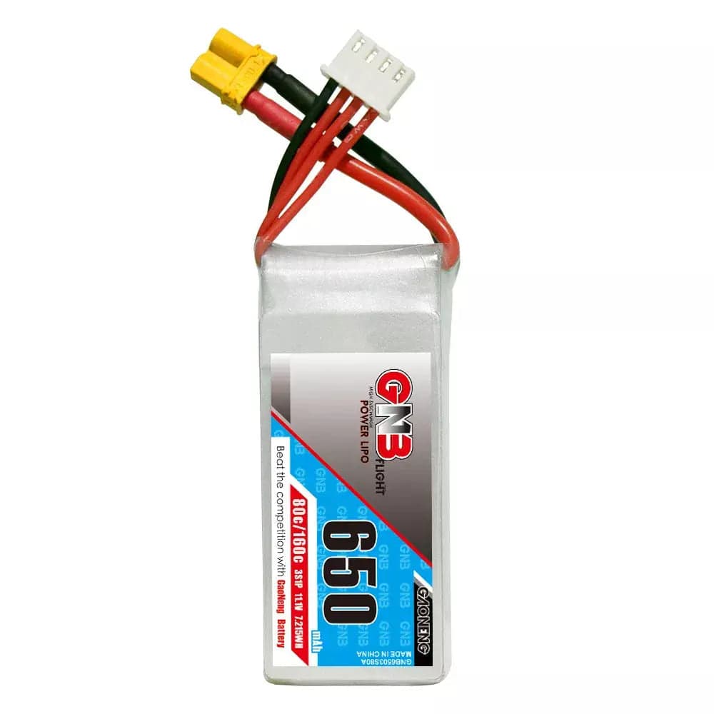 GNB 650mAh 11.1v 3S 80C - XT30 Lipo Battery for fpv drones