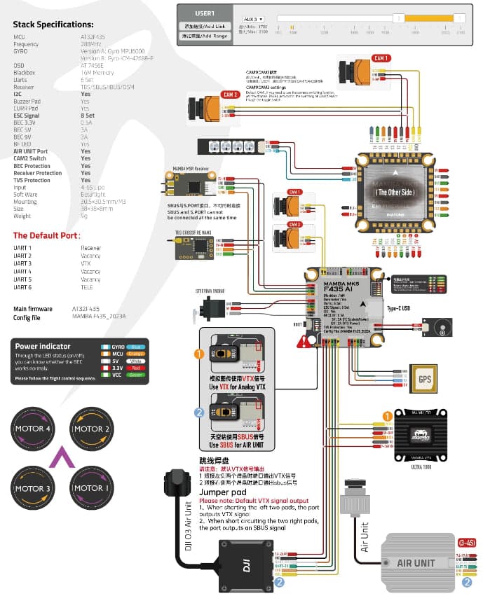 Diatone Mamba Stack MK5 F435 AI 55A 6S 8BIT for fpv drones 13