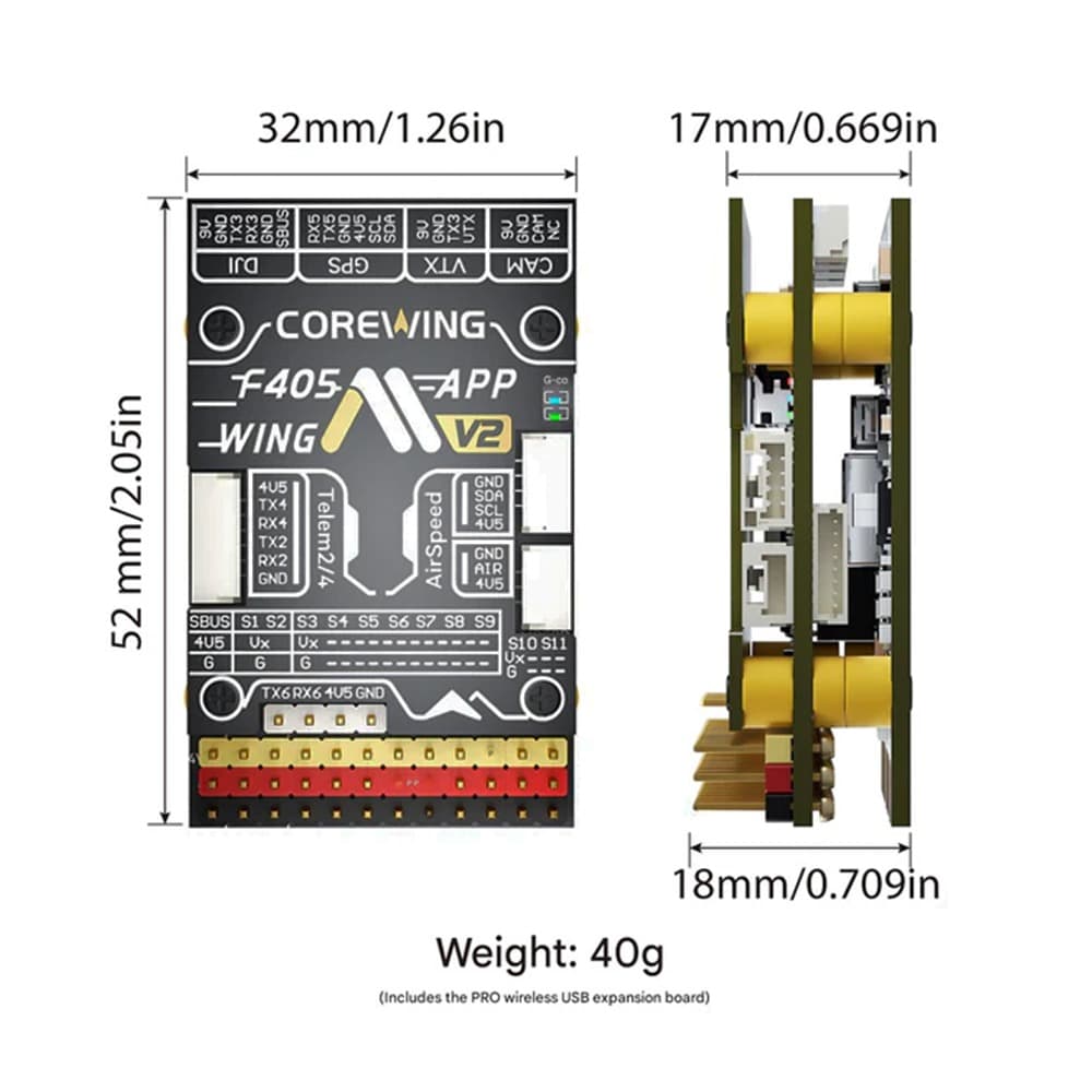 CoreWing F405 Wing V2 Flight Controller Stack - 5.5 for fpv drones 2