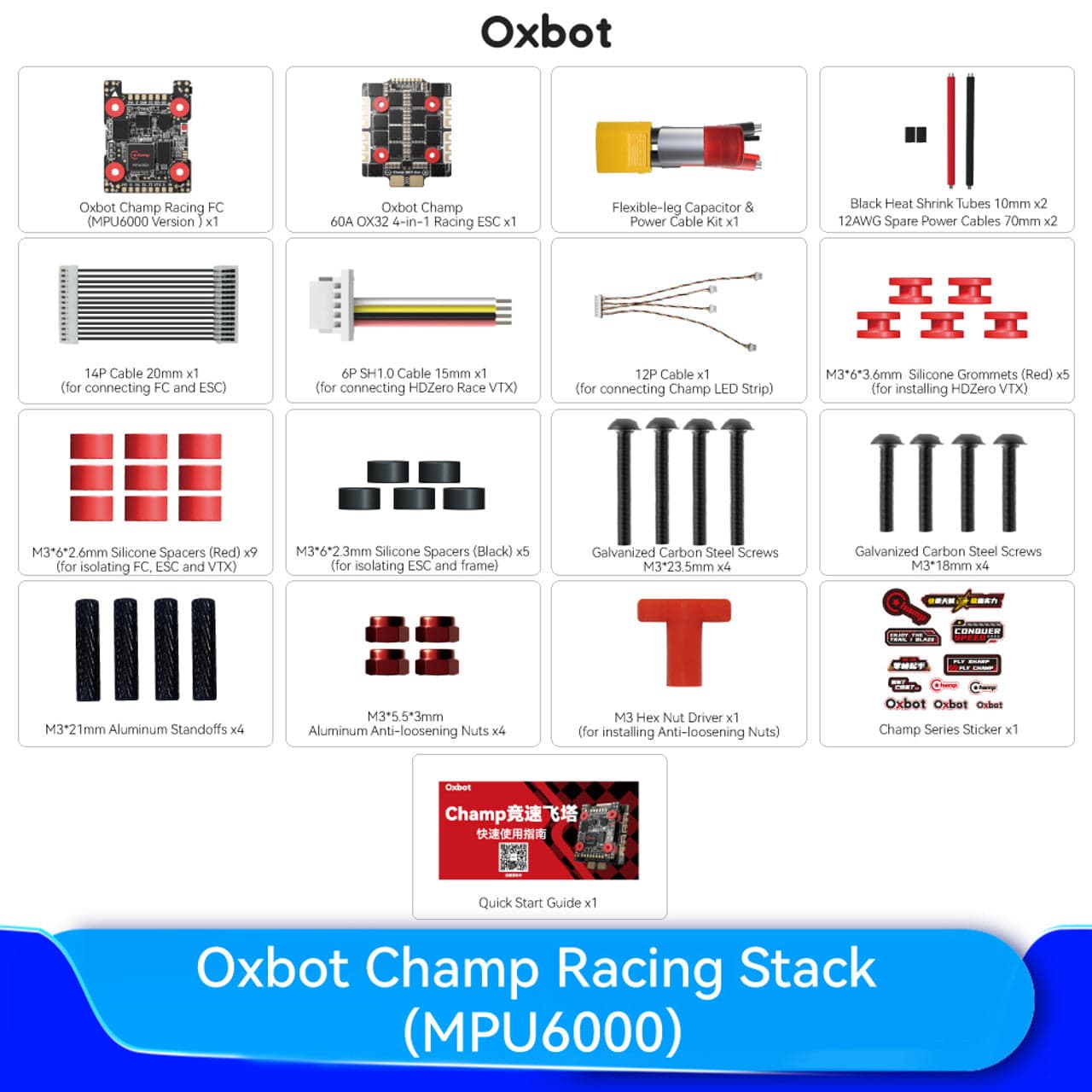 Oxbot Champ Racing Stack (MPU6000＆ICM42688) H743 60A OX32 FC+ESC Stack for fpv drones 4