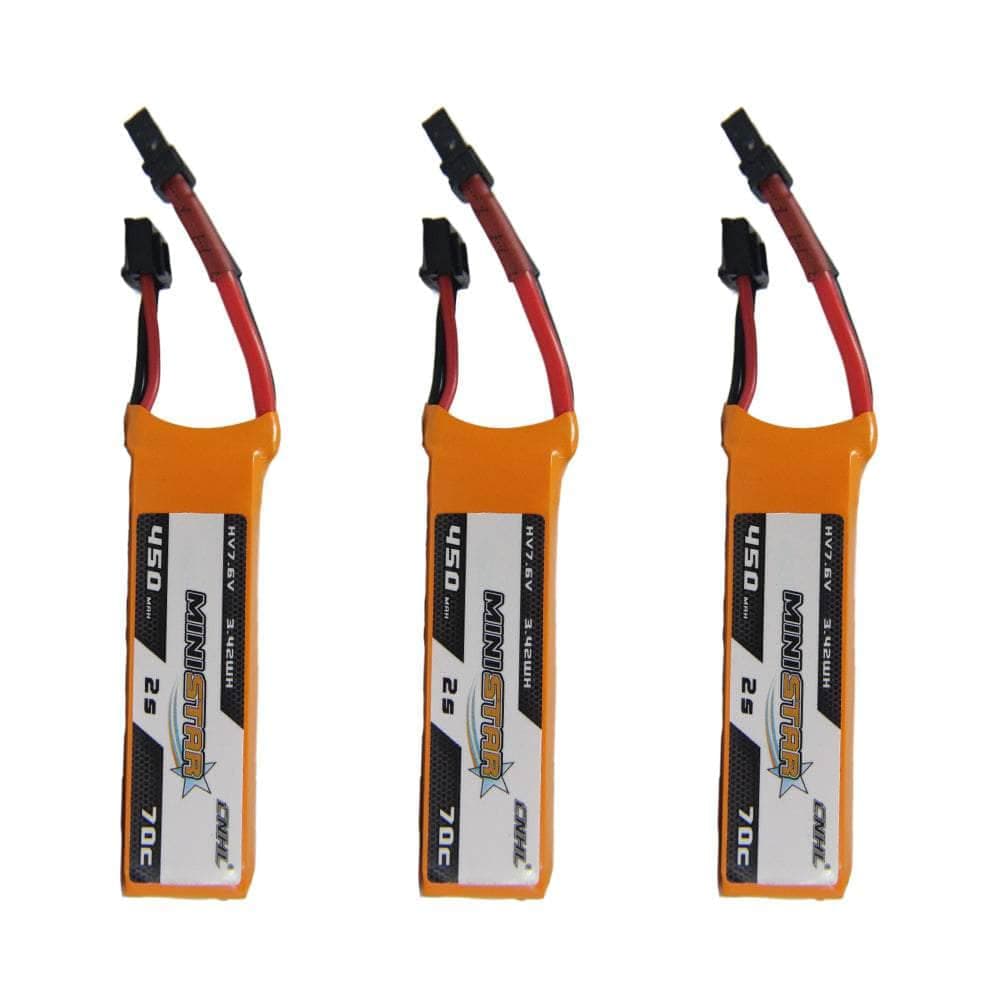 CNHL MiniStar 7.6V 2S 450mAh 70C LiPo Micro Battery (3 Pack) - XT30 for fpv drones 1