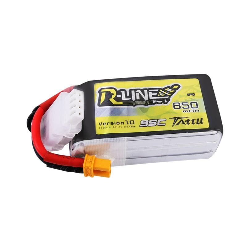 TATTU R-LINE 850MAH 95C 3S1P LIPO BATTERY PACK WITH XT30 PLUG for fpv drones