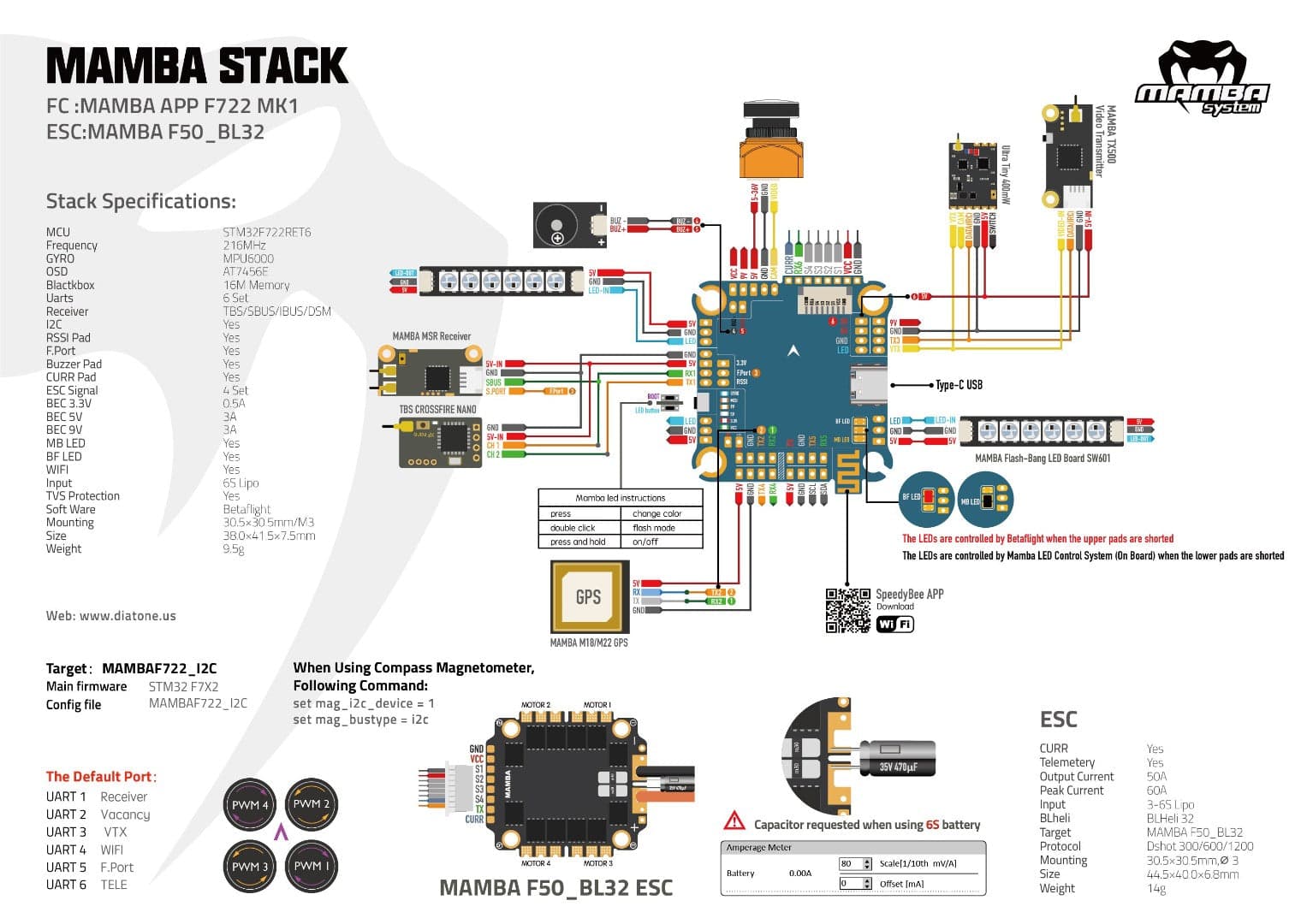 MAMBA F722 APP F50PRO 3-6S FLIGHT CONTROLLER STACK for fpv drones 4