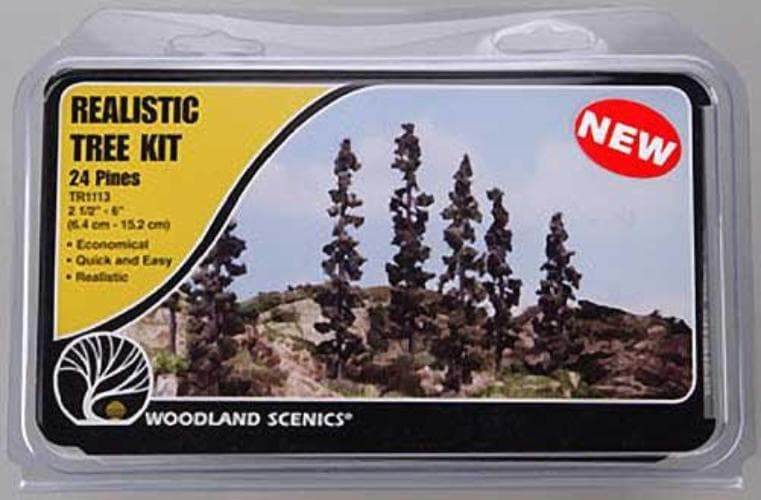 Woodland Scenics TR1113 N/HO Pine Tree Kits 2-1/2-6" (24) Train Scenery for fpv drones