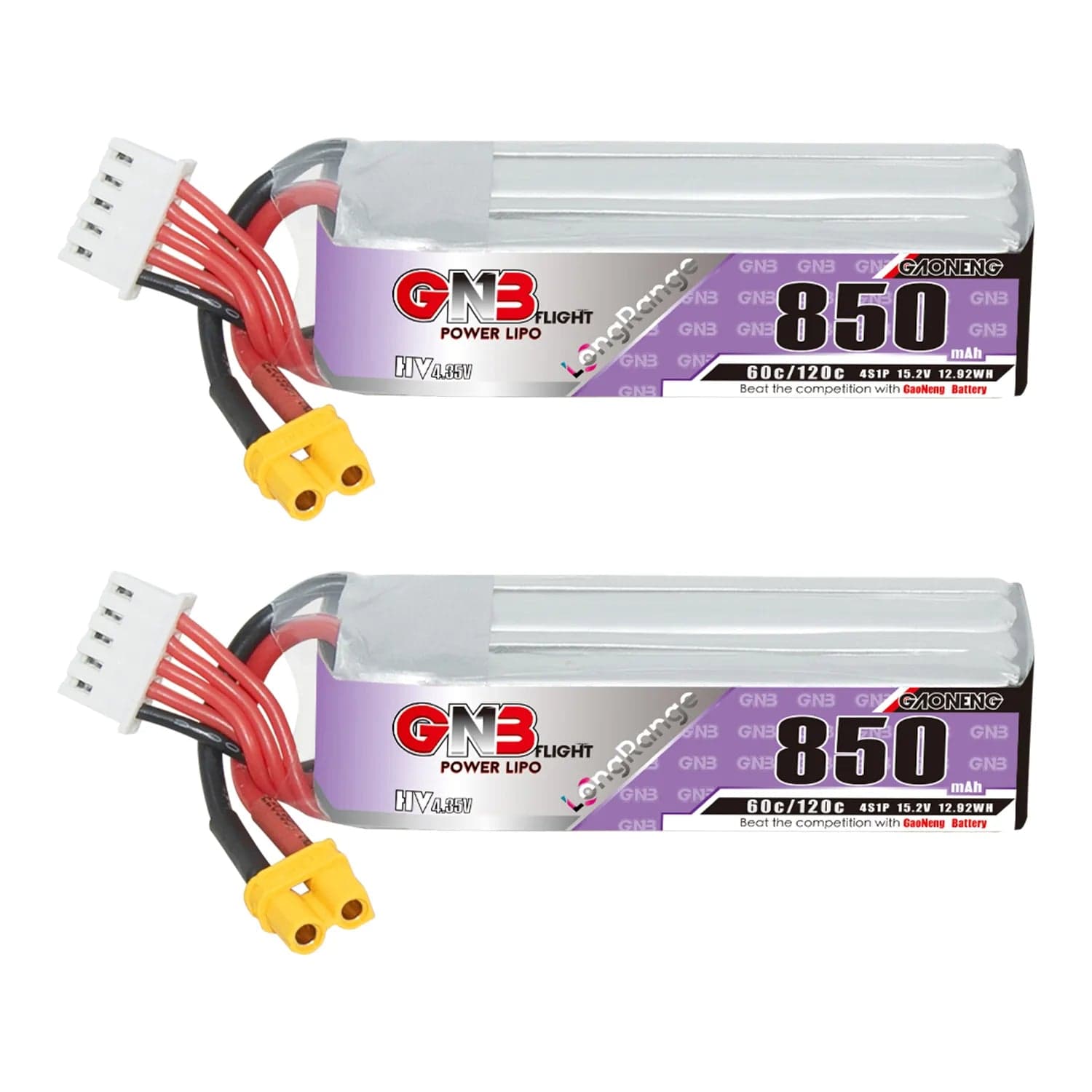 GAONENG GNB LiHV 4S 15.2V 850mAh 60C XT30 LiPo Battery Long Range [DG]