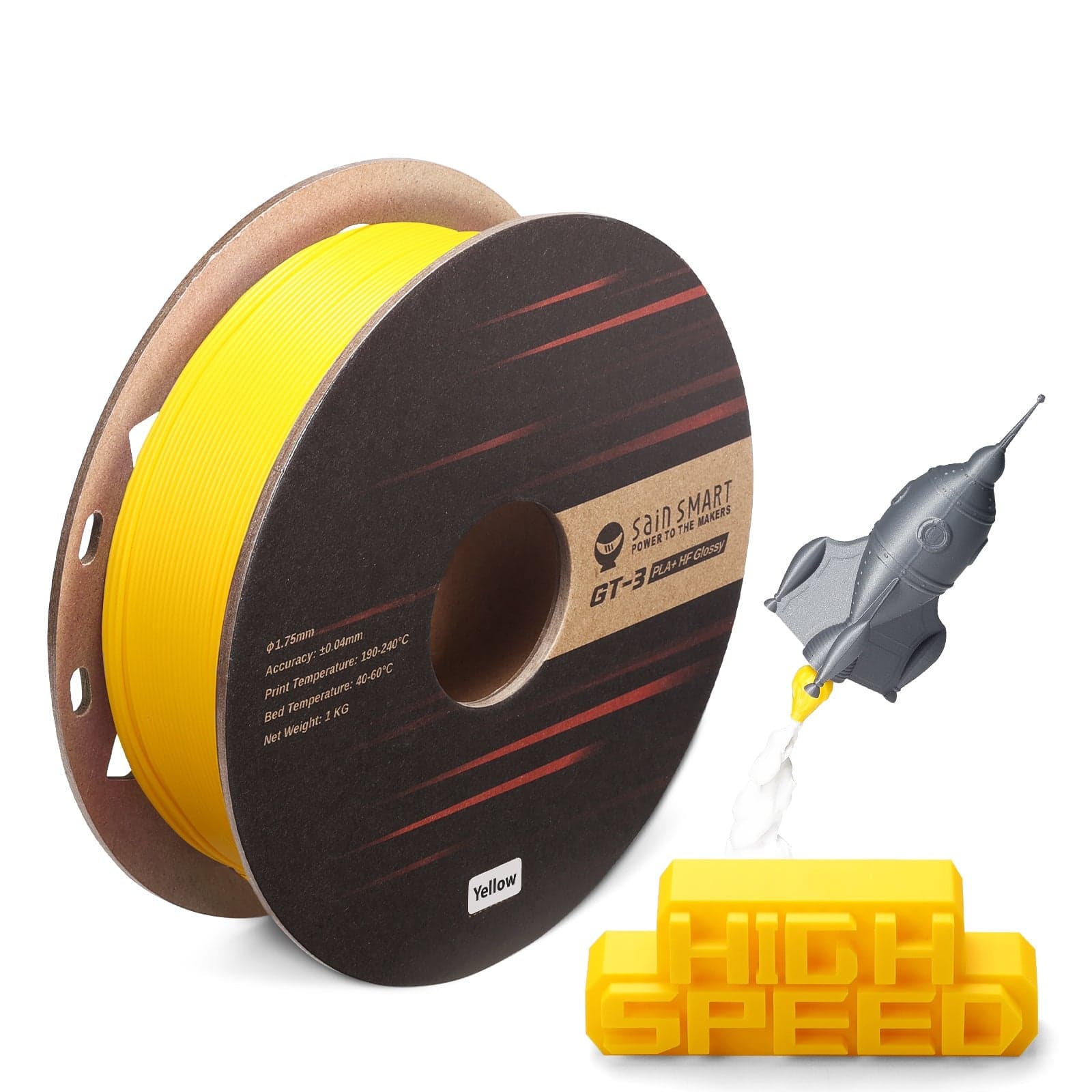 GT-3 High Speed Glossy PLA+ Filament 1.75mm, 1KG, ±0.04mm, Cyan/Magenta/Yellow/Silver for fpv drones 3