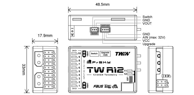 FrSky TW R12 Receiver for fpv drones 8