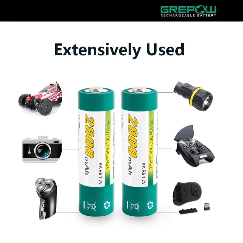 Grepow 2800mah NiMH AA Rechargeable Batteries (4 Pack) for fpv drones 2