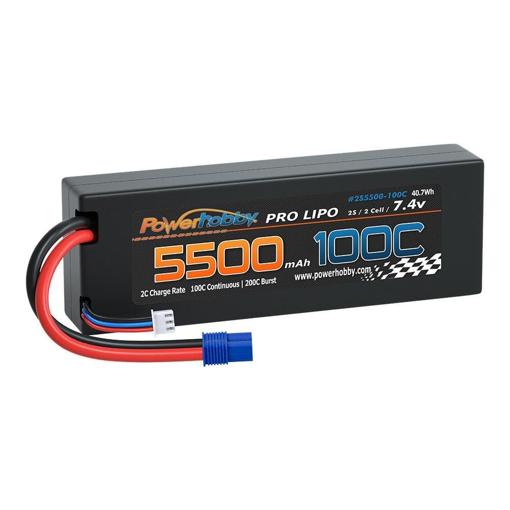 Powerhobby 2S 7.4V 5500MAH 100C Lipo Battery w EC3 Plug Hard Case for fpv drones 1