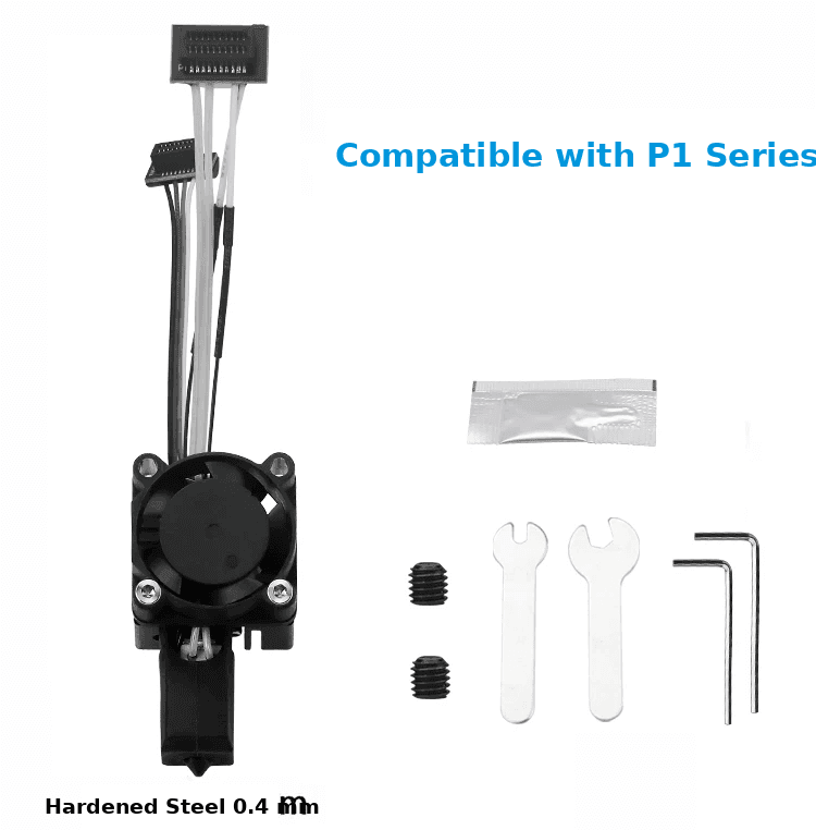 Bambu Lab TZ 2.0 P1S/P1P/X1C Extruder Hotend with Hardened Steel Nozzle Cooling Fan Kit Accessories for fpv drones 6