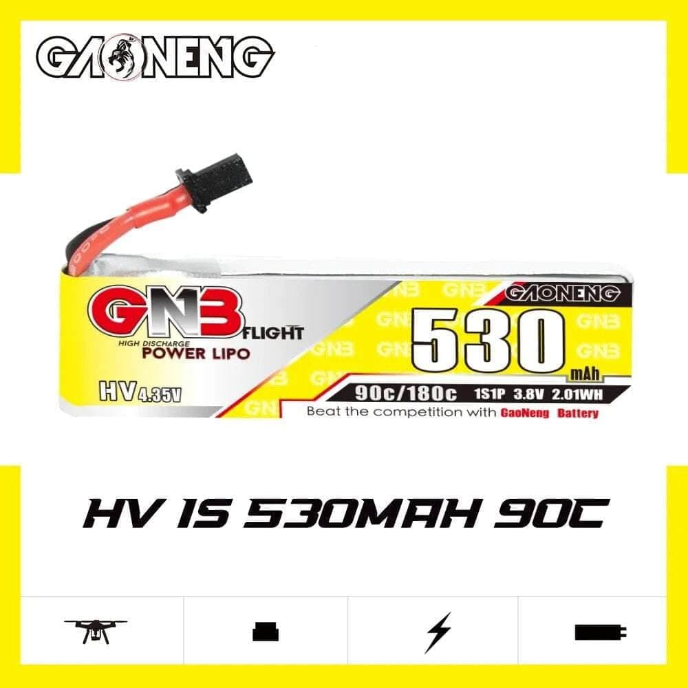 Gaoneng GNB 3.8V 1S 530mAh 90C LiHV Whoop/Micro Battery w/ Cabled - A30 for fpv drones 3