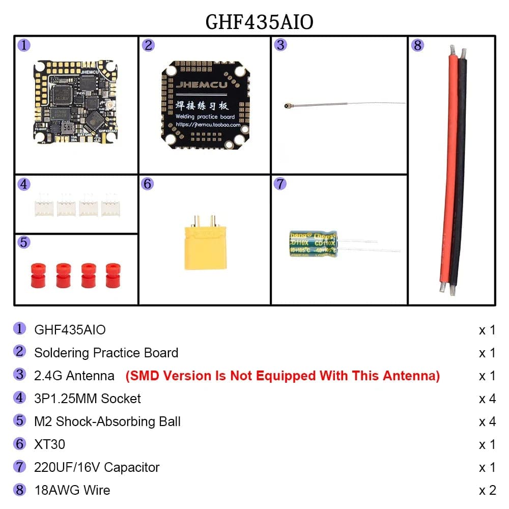 JHEMCU 2-4S GHF435AIO 20A 2·4G Flight Controller Built-in ELRS (IPEX/SMD) for RC Drone for fpv drones 3