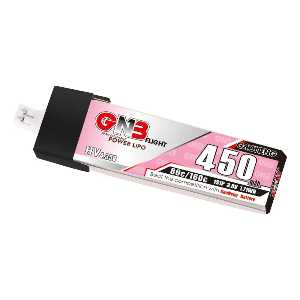 Gaoneng GNB 1S 450MAH 80C 3.8V HV Li-Po Battery for Whoop Micro - PH2.0 Plastic Head for fpv drones 3