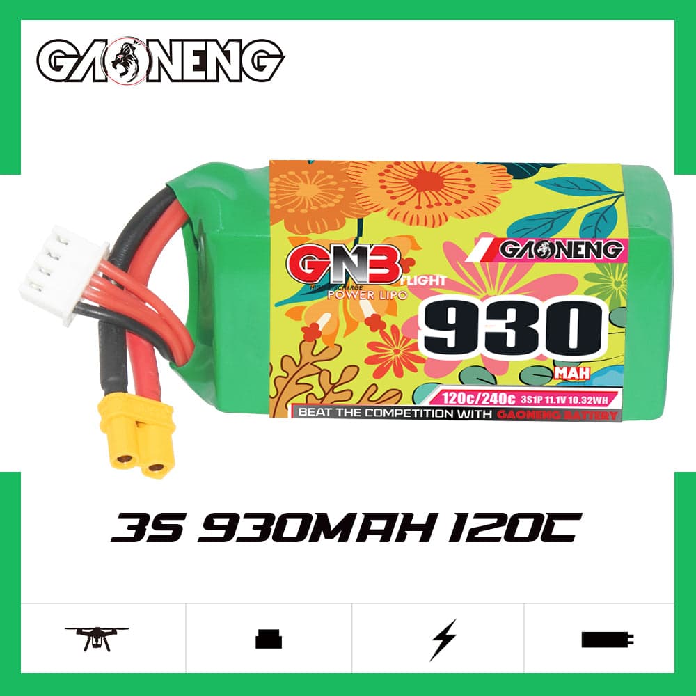 Gaoneng GNB 930mAh 11.1V 3S 120C Lipo Battery - XT30 for fpv drones 2