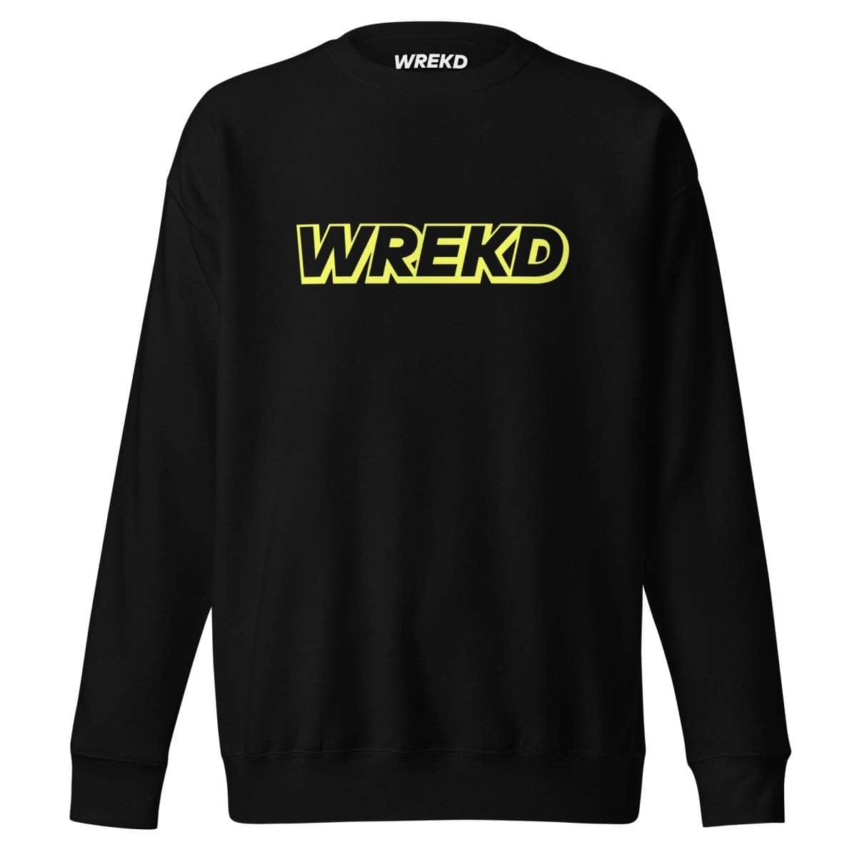 WREKD Yellow on Black Logo Unisex Premium Sweatshirt for fpv drones